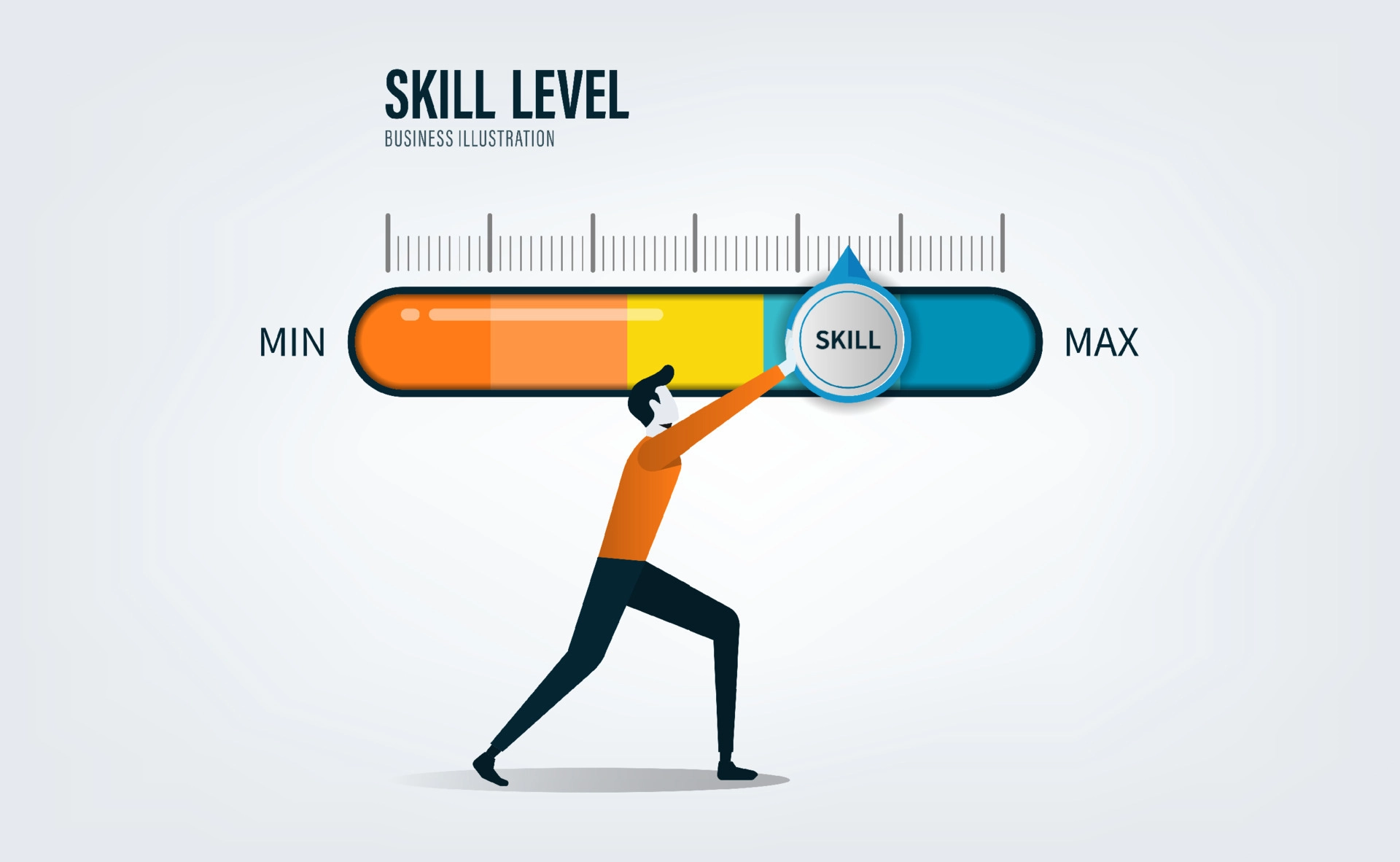 skill-levels-growth-increasing-skills-level-businessman-pushing-progress-bar-up-to-maximum-position-vector